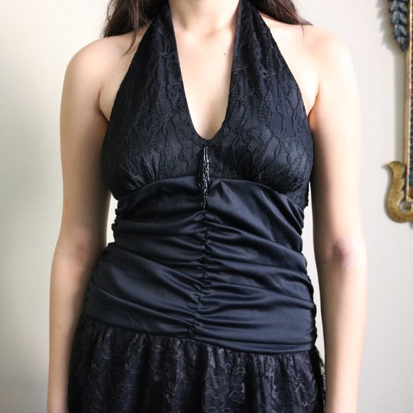 Vintage 80s Goth Prom Dress - Picture 2 of 6
